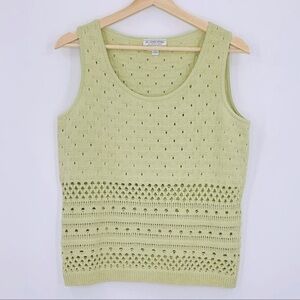 St John Marie Gray Santana Pointelle Knit Wool Blend Tank